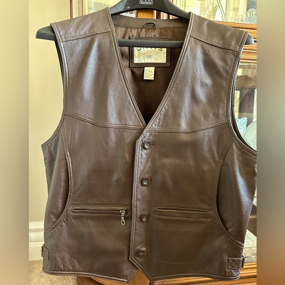 Men's Brown Orvis Leather Vest